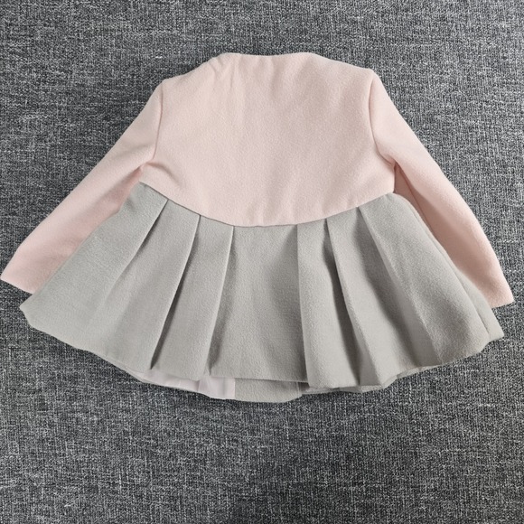 Baby Girl Tahari Pink Gray Lined Dress Coat Size 6-9 Months - Picture 2 of 5